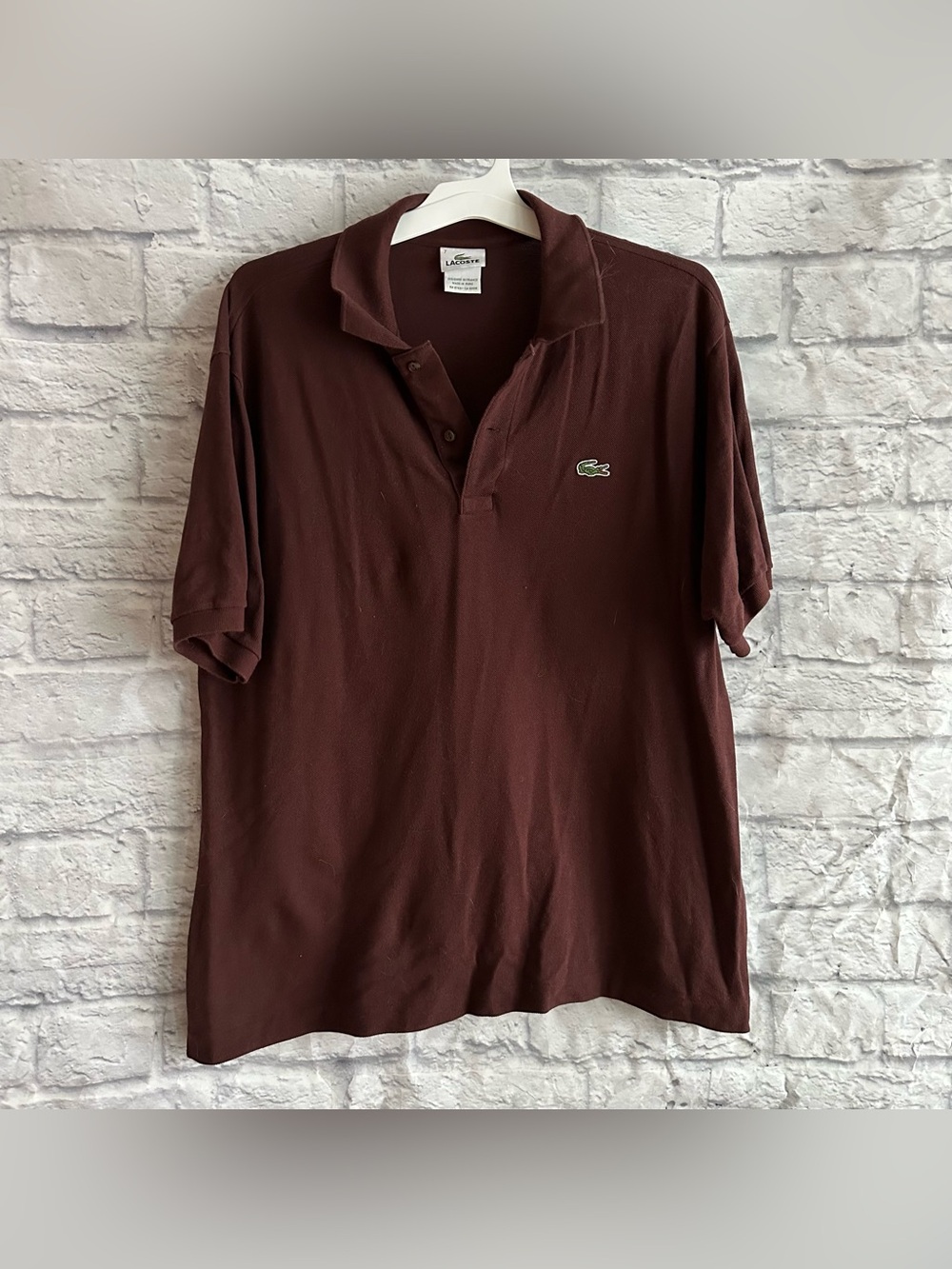 PREOWNED LACOSTE MENS POLO SHIRT SHORT SLEEVE MAROON SIZE XL 7